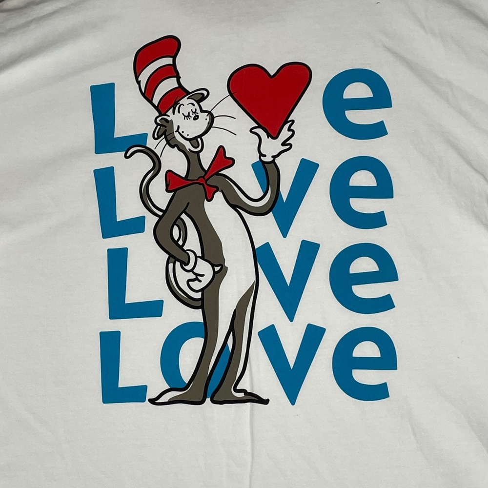 Life Is Good Dr Seuss Cat in the Hat Love White Crusher Tee Mens XL Shirt - Picture 4 of 9